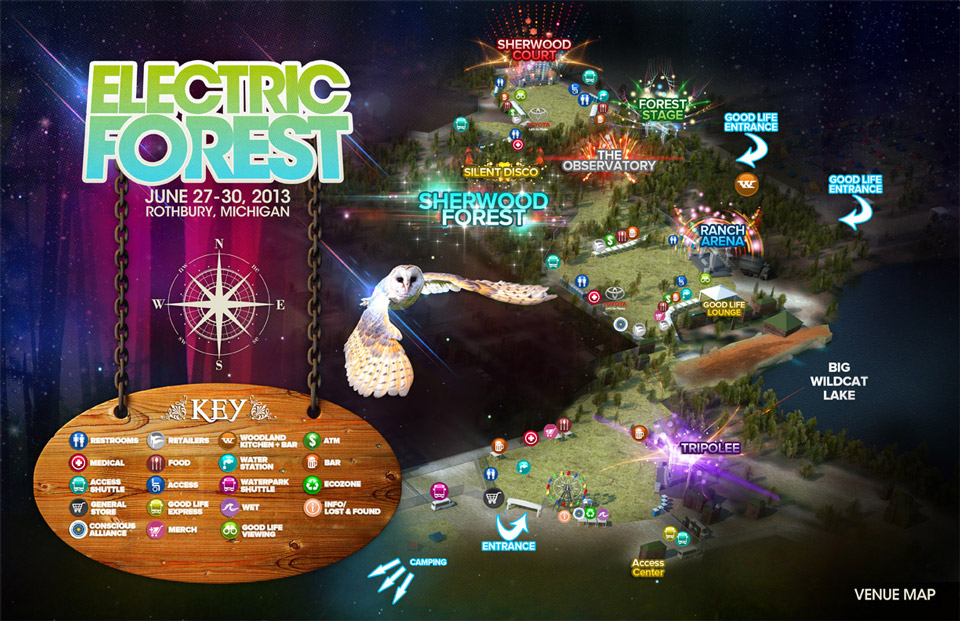 Electric Forest Venue Map ⋆ BYT // Brightest Young Things